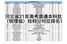 河北省21年高考普通本科批（物理组）投档分对应排名 1视频封面