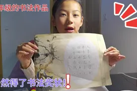 北鼻刚上一年级就得书法小达人的奖状！还上交书法作品，真的很棒视频封面