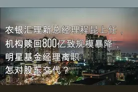 农银汇理新总经理程昆上任，机构赎回800亿致规模暴降视频封面