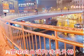 2月21曲靖大雪纷纷，晚上和女儿从麒麟巷走路到阿诗玛天桥赏雪景视频封面