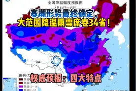 寒潮形势最终确定，大范围降温雨雪席卷34省！权威预报：四大特点视频封面