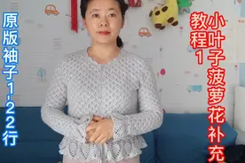 小叶子菠萝花开衫，补充钩针教程1：袖子1-22行