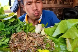 泰国美食。泰国农村大叔，买了河鲜。虾米。做一个清蒸虾米好吃视频封面