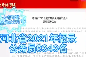 河北省2021年招录公务员8343名，大专可报，部分人员不限户籍视频封面