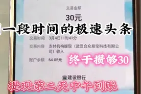 头条第一次提现第二天到账，适合带娃空闲的妇女视频封面