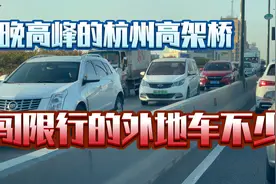 晚高峰时段，杭州中河高架桥上，闯限行的外地牌照车辆比例不小。视频封面