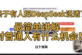 终于有人把DeepSeek说透了!最简单讲解对普通人有什么机会！视频封面