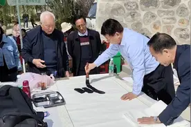 渭南老年书画家协会会长刘西民在澄城县第四届梨花节现场挥笔泼墨视频封面