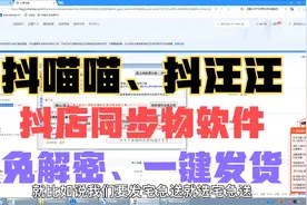 抖汪汪、抖喵喵抖音同步物流软件，免解密、一键发货！