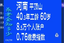 河南平顶山，工龄40.3年，个人账户8.5万，60岁退休养老金计算视频封面