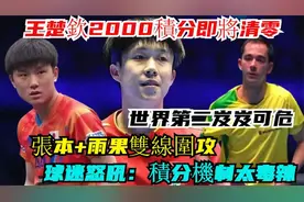 王楚钦清除2000积分，张本雨果全面反扑，国际乒联算法太毒辣视频封面