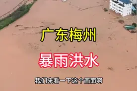 广东梅州大暴雨引发洪水，洪水淹没屋顶，许多房屋被洪水冲走视频封面
