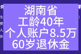 湖南省，工龄40年，个人账户8.5万，60岁退休养老金计算视频封面
