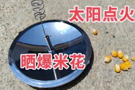 挑战用太阳点火器，晒玉米，能否晒成爆米花？