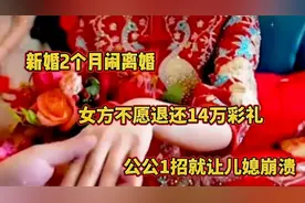 新婚2个月闹离婚，女方不愿退还14万彩礼，公公1招就让儿媳崩溃视频封面