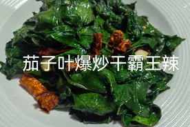 这是一道南雄人才能懂的美食，茄子叶爆炒干霸王辣，味道鲜美！