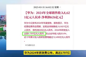 华为2024年研发投入:1797亿!近10年研发投入:12490亿!视频封面