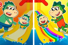 儿童动画：胆小的鳄鱼弟弟VS勇敢的鳄鱼哥哥，欢乐水上游乐园