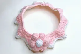 毛线钩织宠物项圈 手工钩织教程 狗狗项圈 猫咪项圈 泡芙花项圈