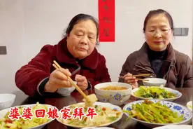 农村婆婆回娘家拜年，娘家人准备14个菜来招待，有说有笑真热闹视频封面