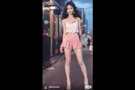 粉色jk超短裙长腿美女穿搭街拍视频封面