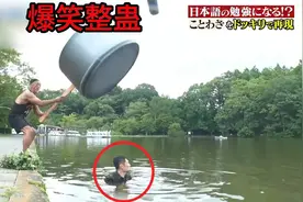 艺人小哥专心采访，意外掉入水中！爆笑整活#搞笑综艺视频封面