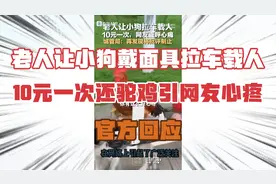 老人让小狗戴面具拉车载人，10元一次还驼鸡引网友心疼，官方回应