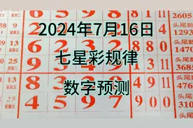 2024年7月16日，七星彩规律，与数字预测视频封面