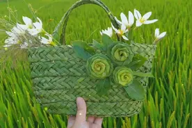 草编手提包包教程，蒲草编织