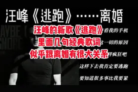 汪峰的新歌《逃跑》里面有几句经典歌词，跟离婚有很大的关系？视频封面