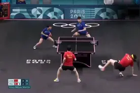 2024巴黎奥运会乒乓球混双决赛，莎头组合88平后连得三分