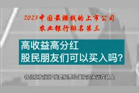 2023中国最赚钱的上市公司农业银行排名第三高分红，可以买入吗？视频封面