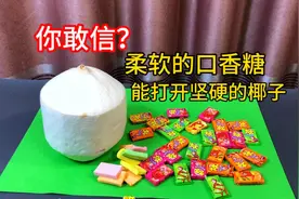 据说：柔软的口香糖能把坚硬如铁的椰子打开，帅小伙实测视频封面