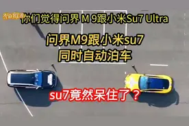 问界M9跟小米su7同时自动泊车，结局SU7竟然呆住了？