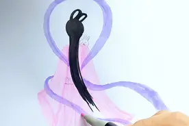 和爸爸比赛画中秋节简笔画，嫦娥简笔画，儿童画，少儿创意美术