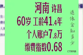 河南许昌 个人账户余额7.8万 工龄41.4年 60岁退休金多少视频封面