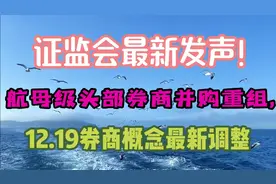 证监会最新发声！航母级头部券商并购重组,12.19券商概念最新调整视频封面