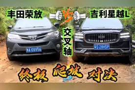 丰田RAV4荣放和吉利星越L弯道交叉轴爬坡对比视频封面