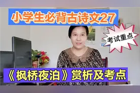 小学生必背古诗文27，语文考试重点，《枫桥夜泊》赏析及考点视频封面