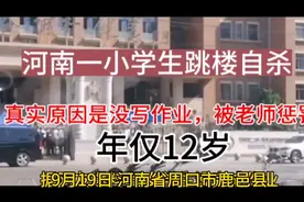 河南一12岁小学生，因没写作业，被老师惩罚，导致坠楼身亡视频封面