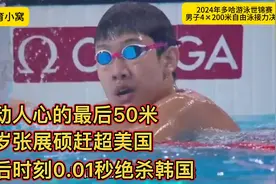 多哈世锦赛！男子4乘200米自由泳接力决赛！中国队创历史夺冠！