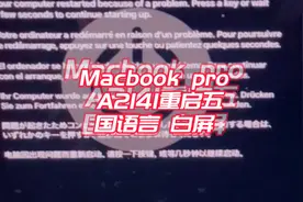 苹果笔记本Macbook pro A2141重启 死机 白屏 五国语言多种故障