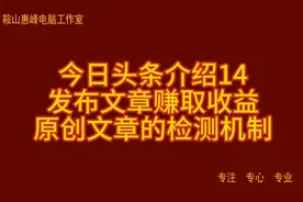 今日头条介绍14 发布文章赚取收益 原创文章的检测机制