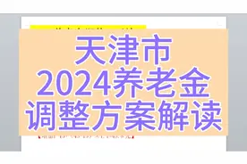 天津市2024养老金调整方案解读，以5300元为例视频封面