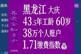 黑龙江大庆，工龄43.5年，个人账户38万，60岁退休养老金计算视频封面