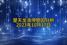 楚天龙涨停原因分析20231017