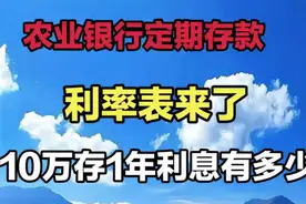 1月8号，农业银行定期存款利率表来了：10万存1年，利息有多少？视频封面
