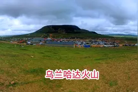 从河北自驾去内蒙古第二天，打卡乌兰哈达火山，游客与牛群合影拍视频封面