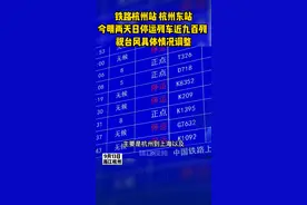 受“灿都”影响铁路杭州站、杭州东站今明两天日停运列车近九百列 #浙战灿都 #台风 #列车停运 @抖音短视频 视频封面