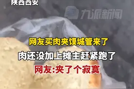 8月22日，陕西西安，网友买肉夹馍城管来了，肉还没加上摊主赶紧跑了，网友:夹了个寂寞#肉夹馍#路边摊 视频封面